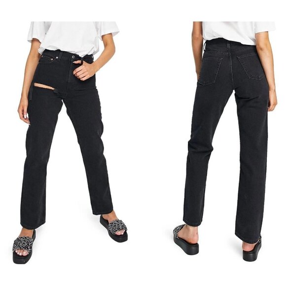 NWT Topshop Dad Nonstretch High Waist Straight Leg Jeans Size 10 MSRP $78 - Picture 1 of 15